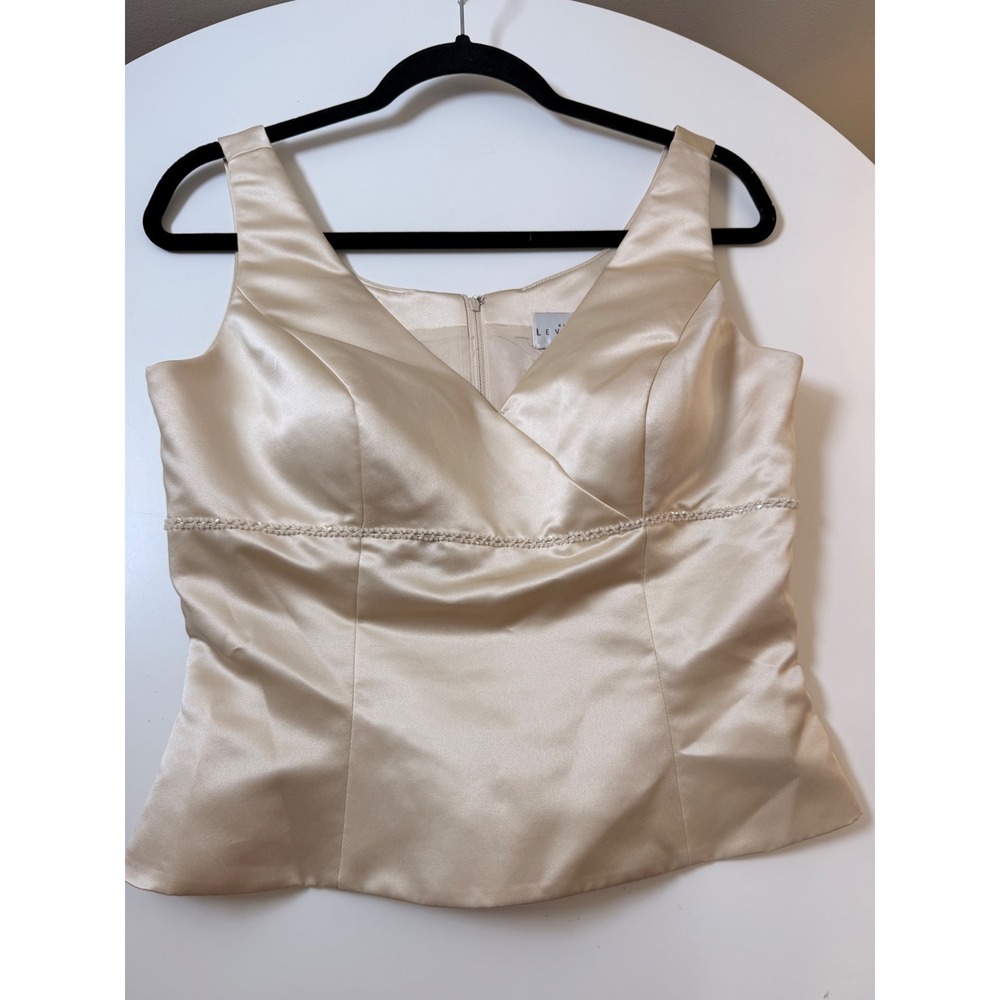 Bill Levkoff Satin Top Women Size 10 Champagne Excellent Beaded Formal Corset - Picture 5 of 8